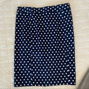 Knee length polka dot pencil skirt